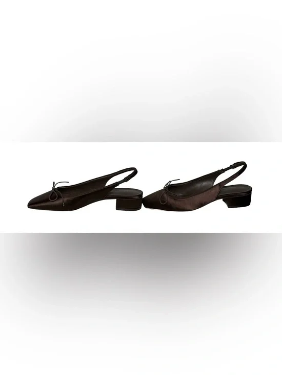 NIB Everlane The Ballet Slingback Heel in Deep Brown Satin, Size 5.5 - Picture 9 of 12